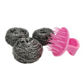 Stainless Steel Scourer with Plastic Handle